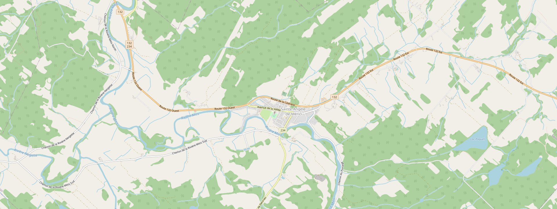Plan des rues de Sainte-Angèle-de-Mérici