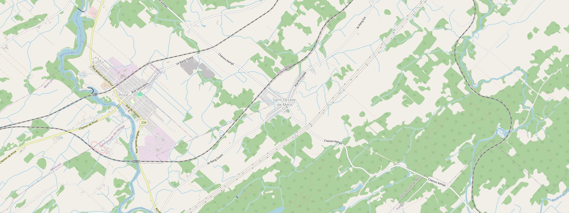 Plan des rues de Saint-Octave-de-Métis