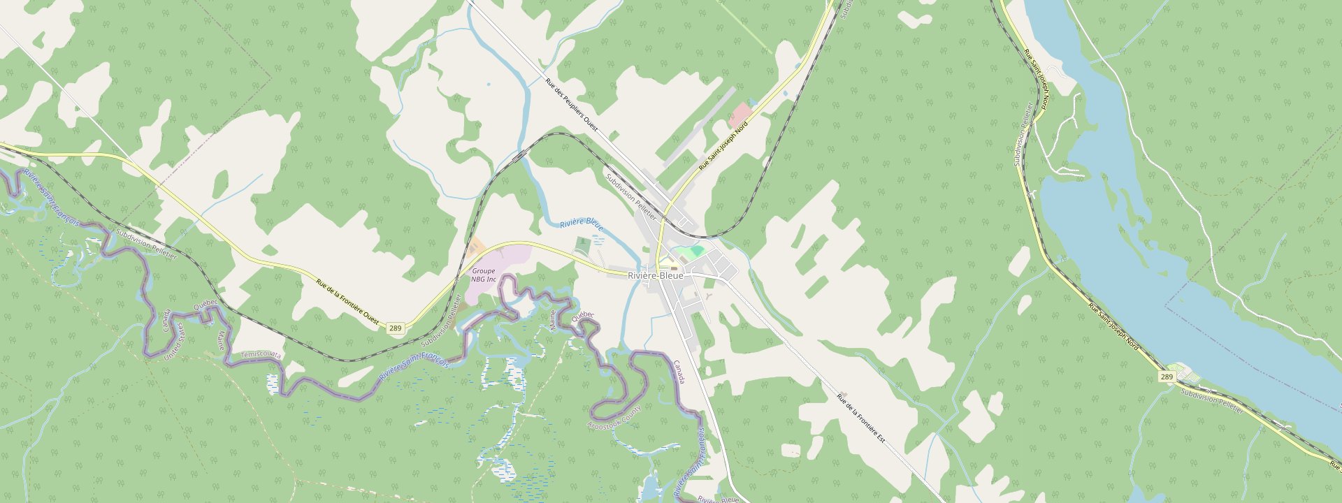 Plan des rues de Rivière-Bleue