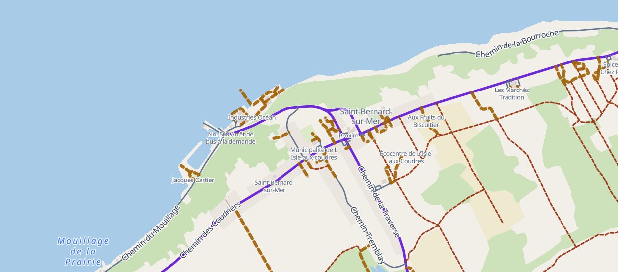 Plan des rues de L'Isle-aux-Coudres