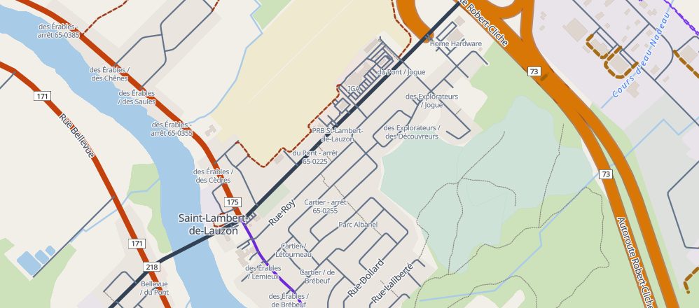 Plan des rues de Saint-Lambert-de-Lauzon