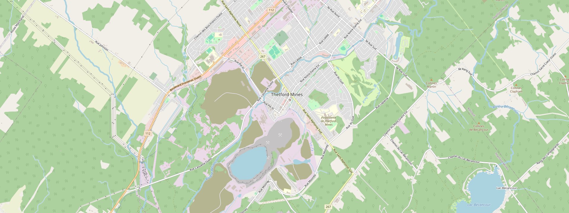 Plan des rues de Thetford Mines