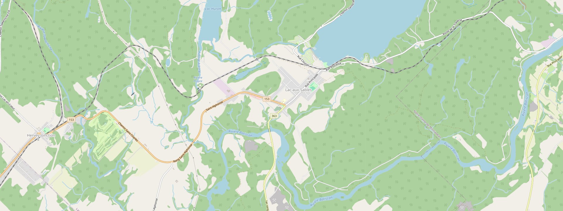 Plan des rues de Lac-aux-Sables