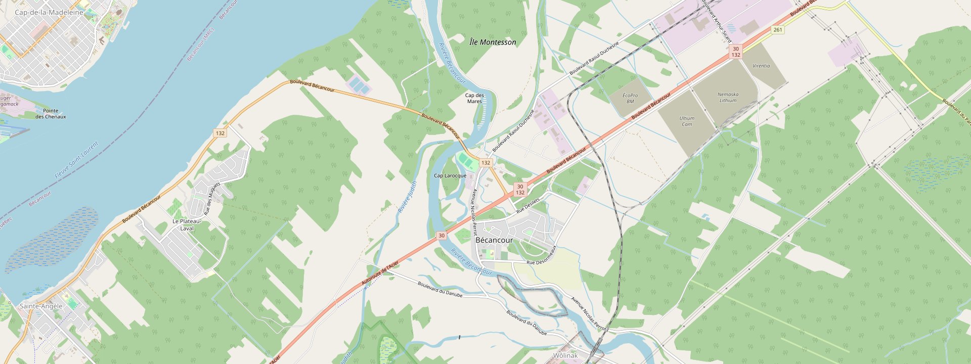 Plan des rues de Bécancour