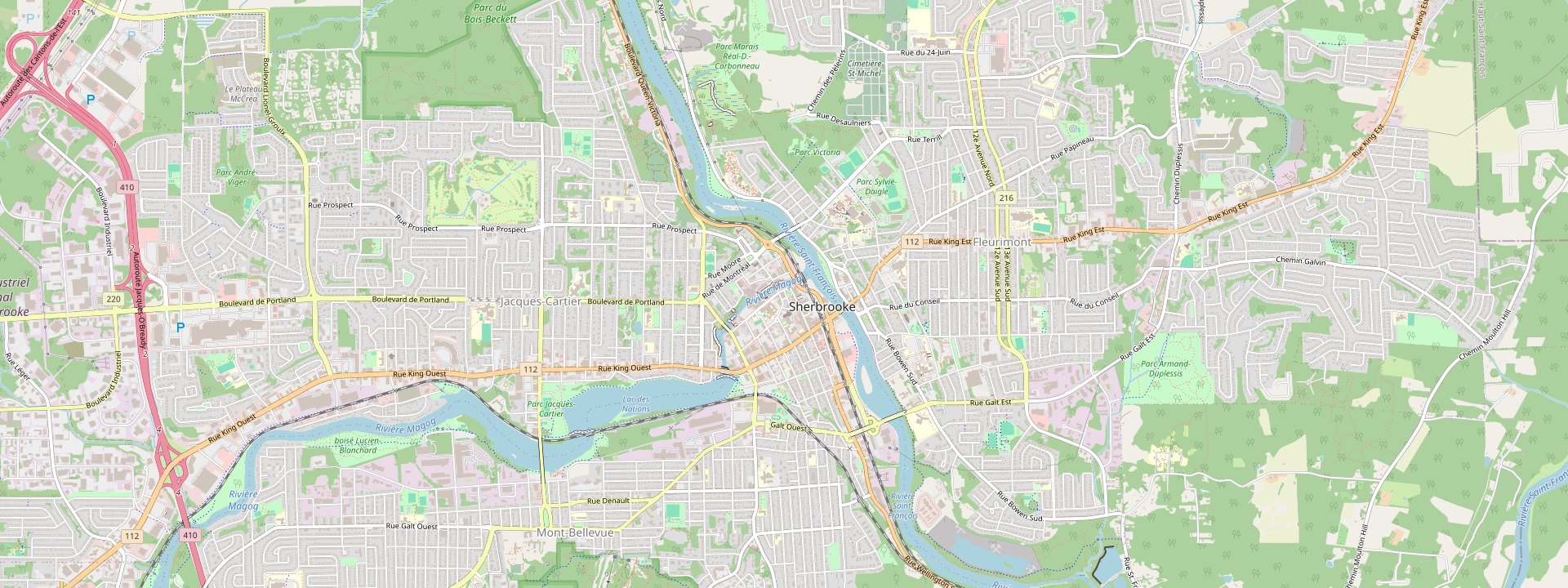 Plan des rues de Sherbrooke