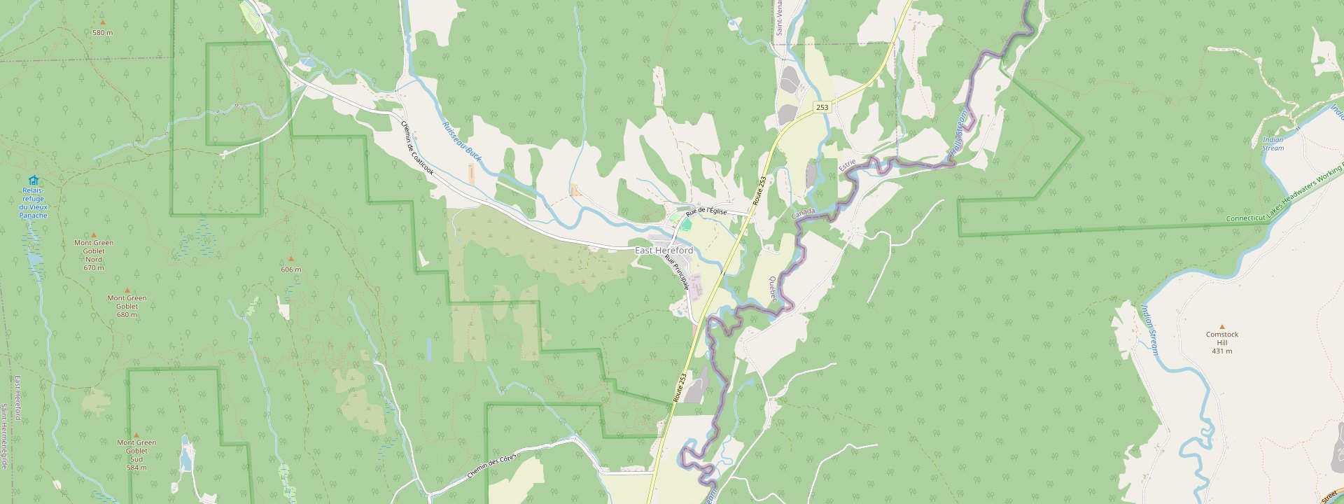 Plan des rues de East Hereford