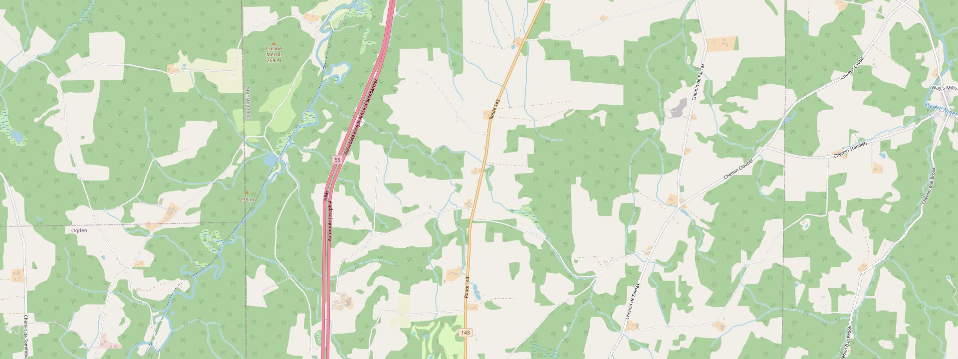 Plan des rues de Stanstead-Est