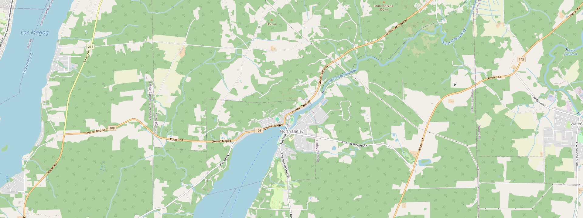 Plan des rues de North Hatley