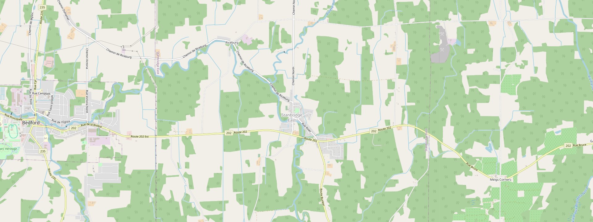 Plan des rues de Stanbridge East