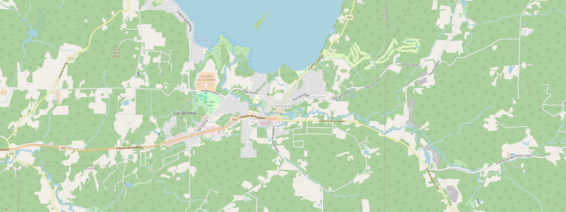 Plan des rues de Lac-Brome