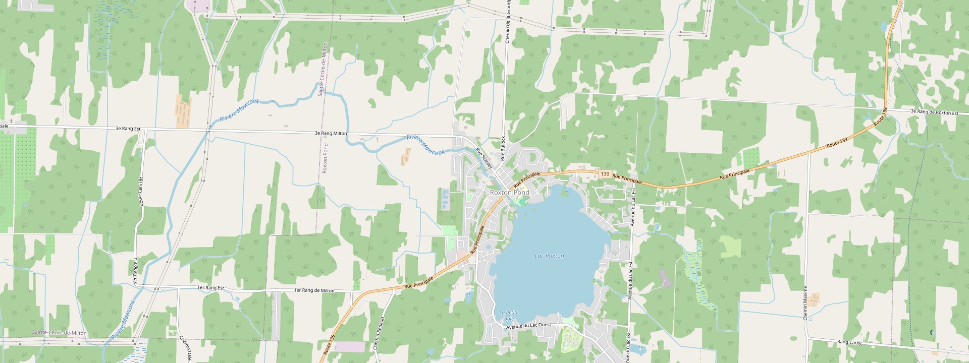 Plan des rues de Roxton Pond