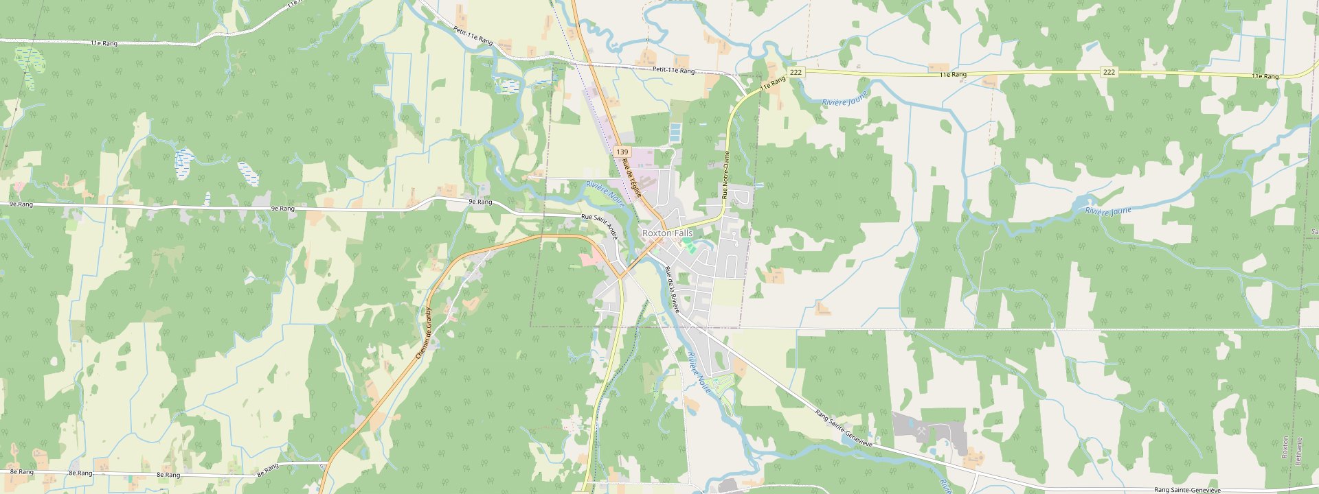 Plan des rues de Roxton Falls