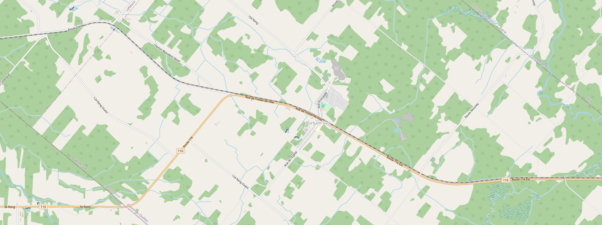 Plan des rues de Durham-Sud