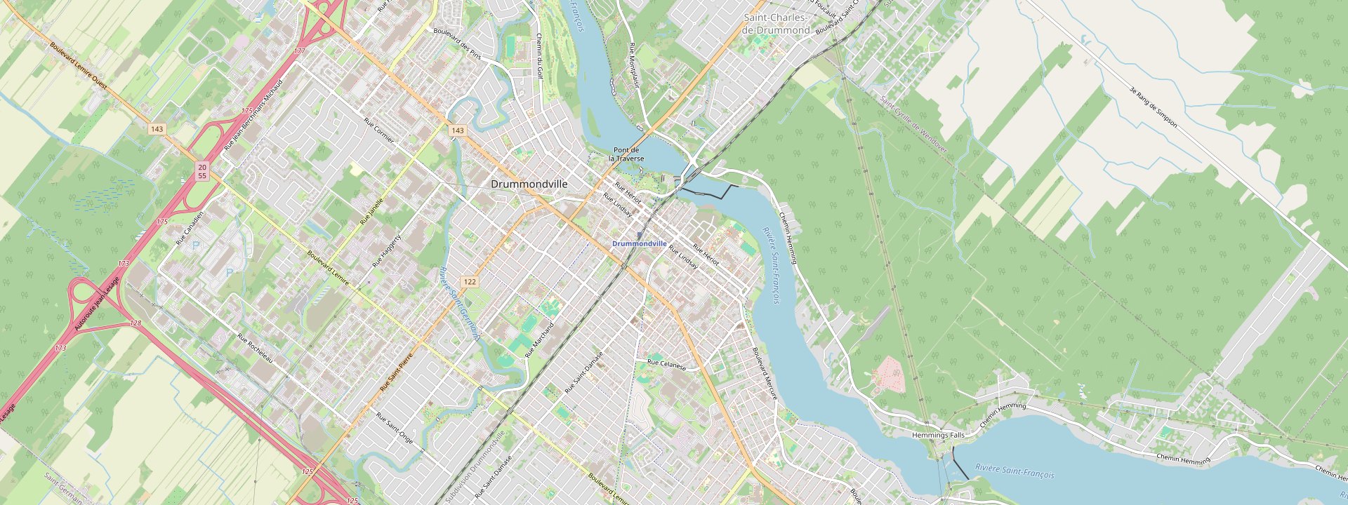 Plan des rues de Drummondville