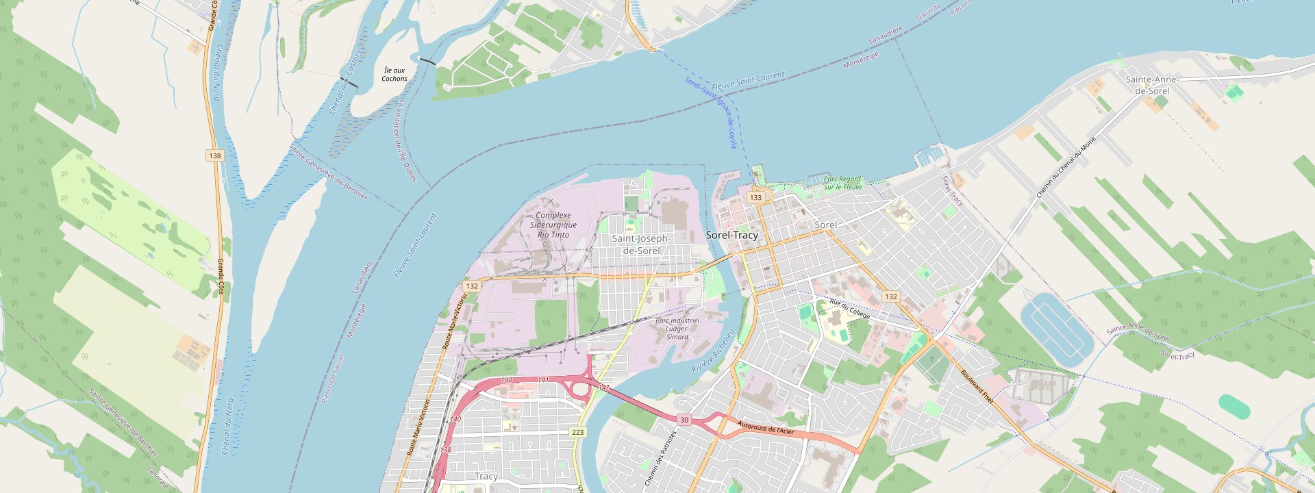 Plan des rues de Saint-Joseph-de-Sorel
