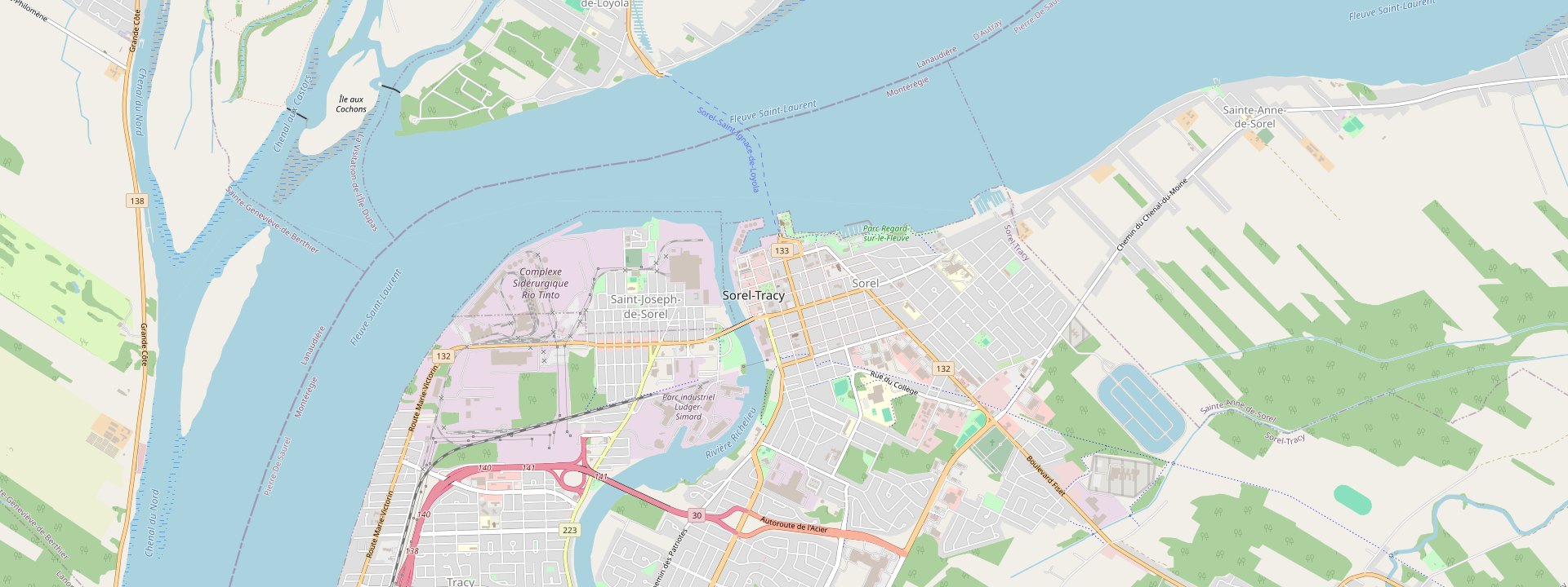Plan des rues de Sorel-Tracy