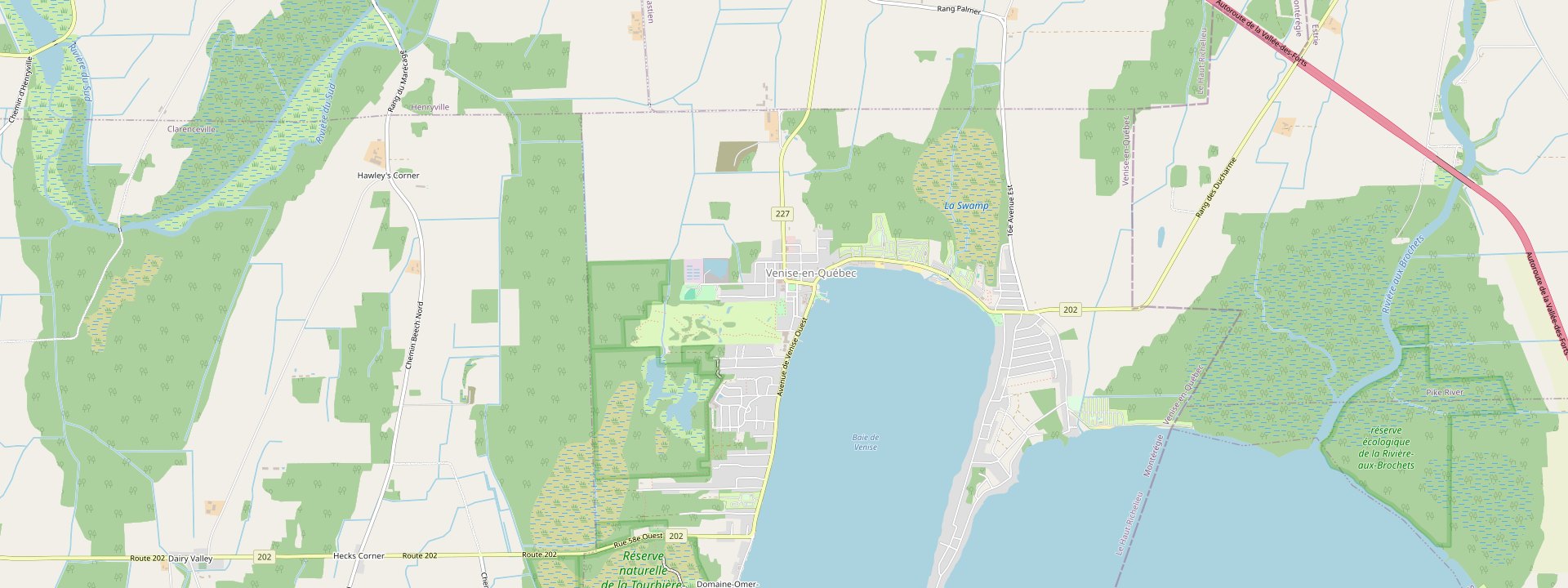 Plan des rues de Venise-en-Québec