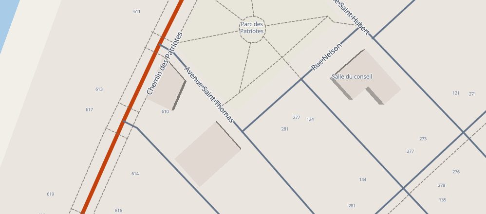 Plan des rues de Saint-Denis-sur-Richelieu