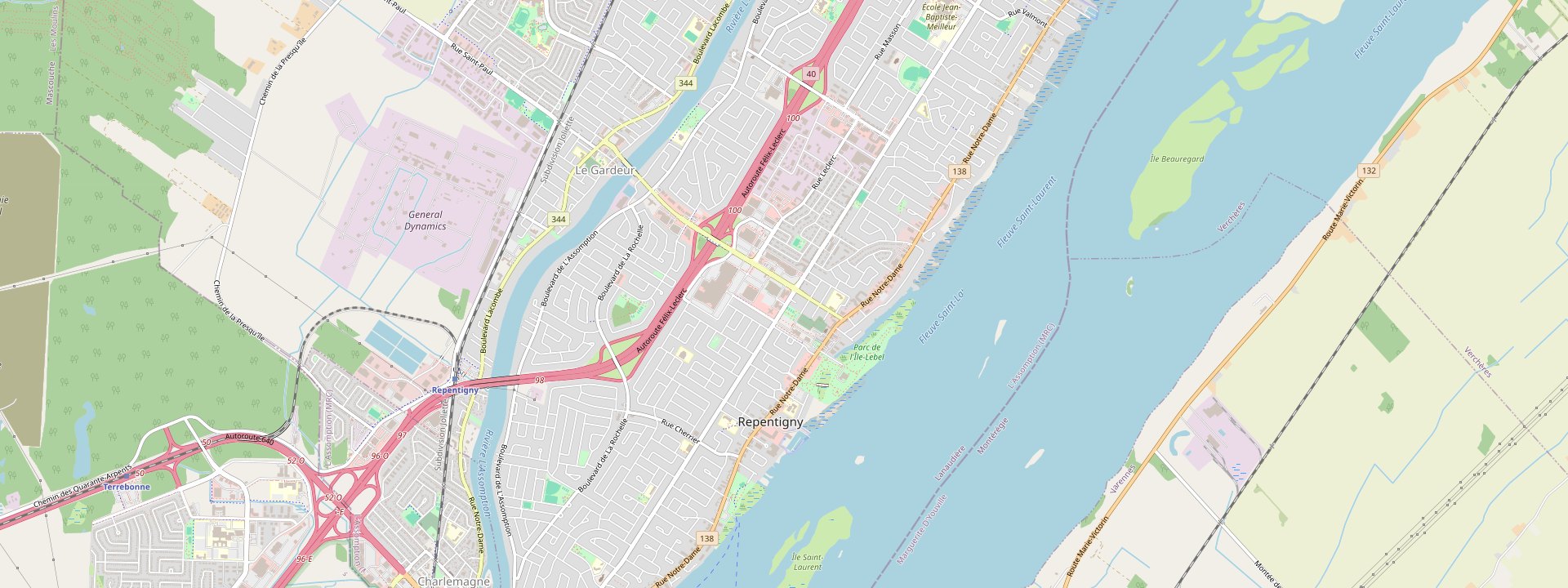 Plan des rues de Repentigny