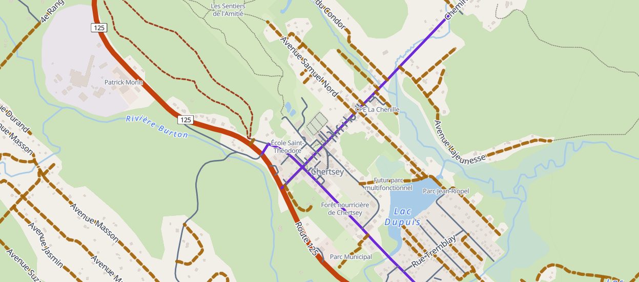 Plan des rues de Chertsey
