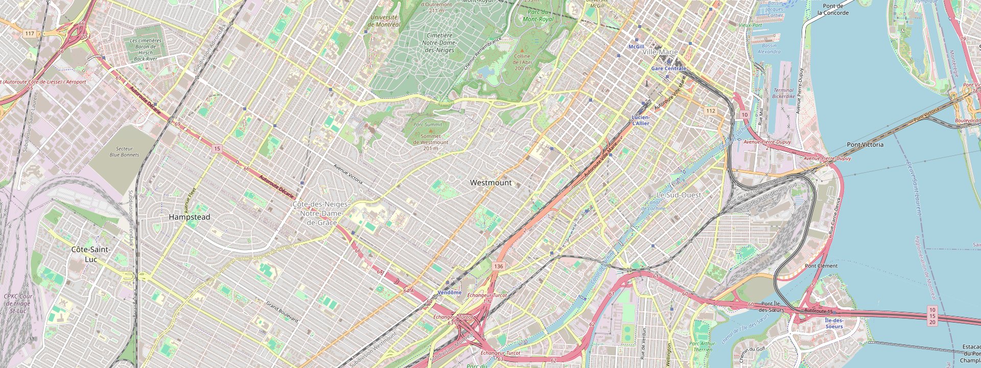 Plan des rues de Westmount
