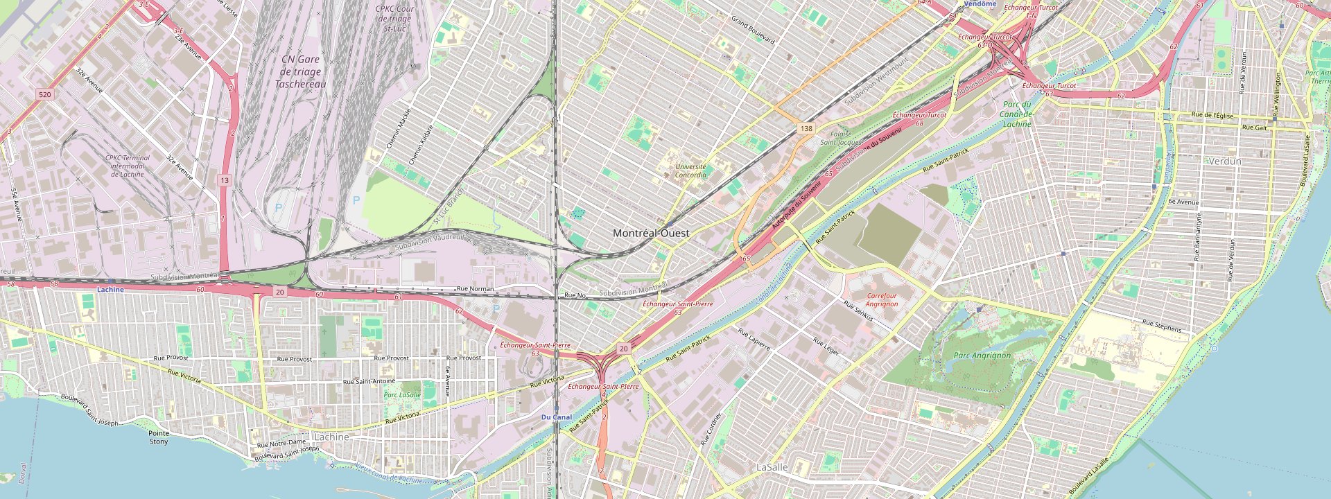 Plan des rues de Montréal-Ouest