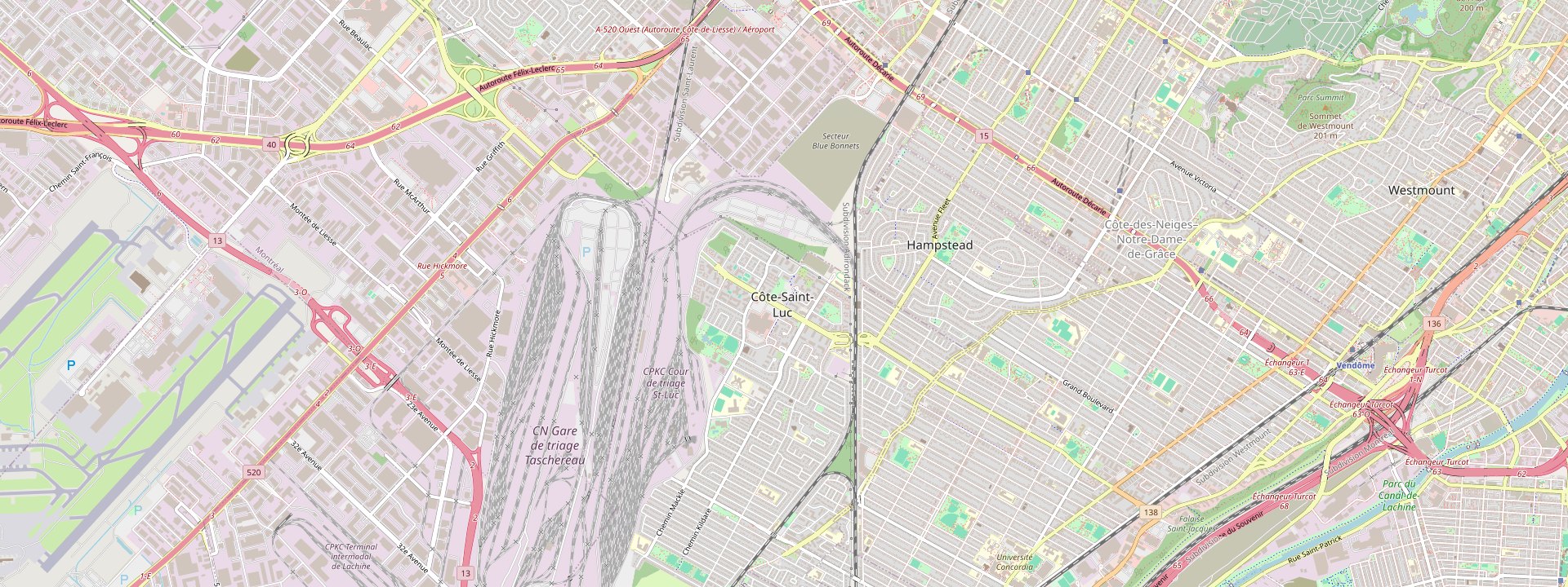 Plan des rues de Côte-Saint-Luc
