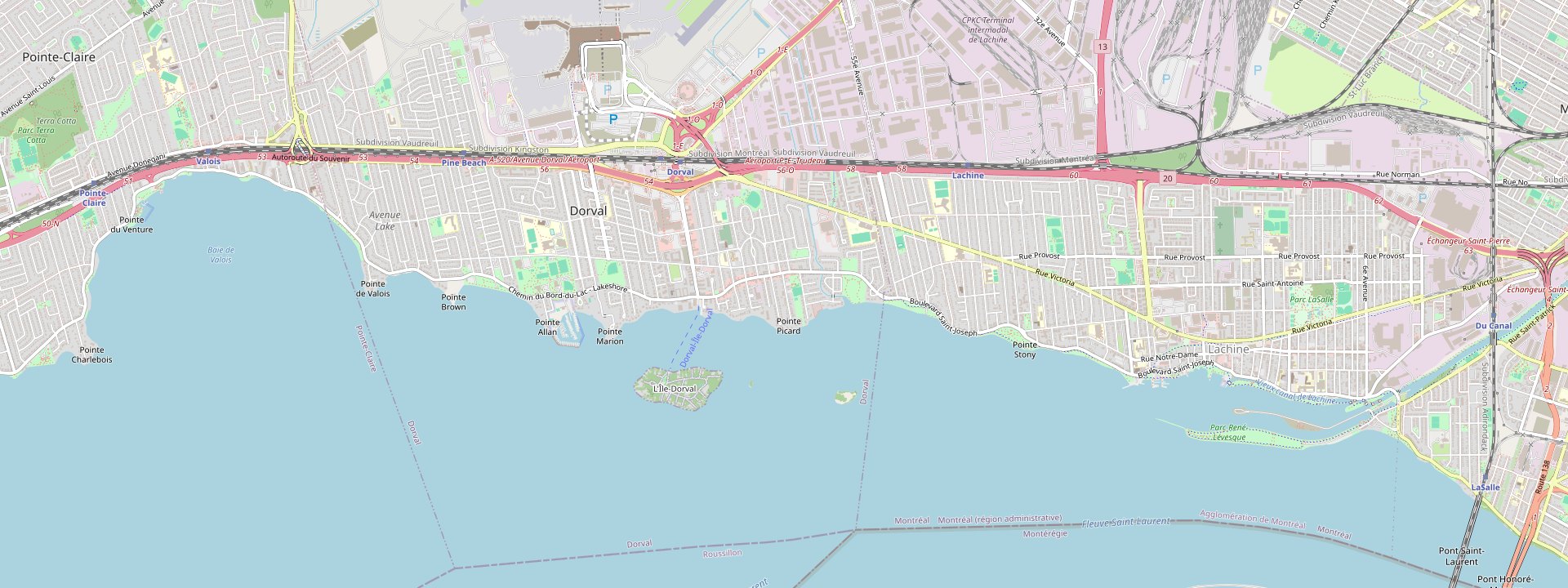 Plan des rues de Dorval