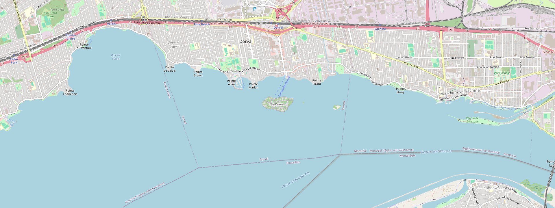 Plan des rues de L'Île-Dorval