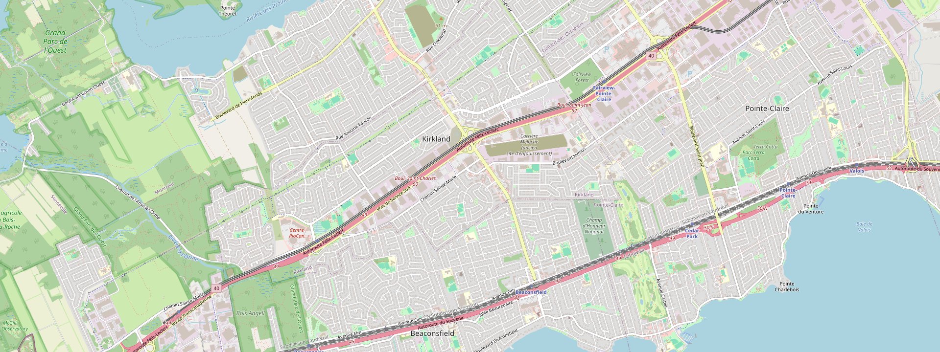 Plan des rues de Kirkland