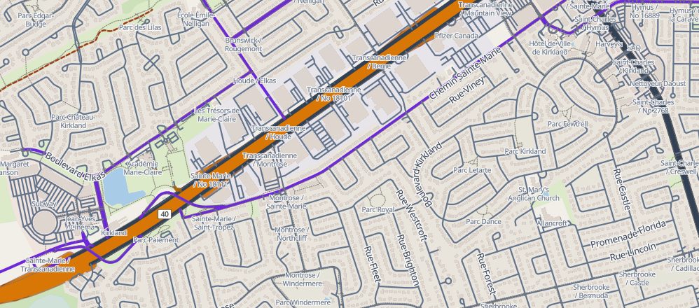 Plan des rues de Dollard-des-Ormeaux