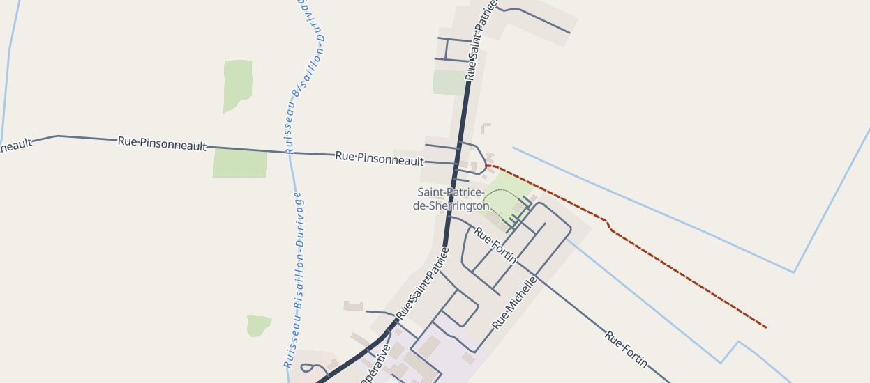 Plan des rues de Saint-Patrice-de-Sherrington