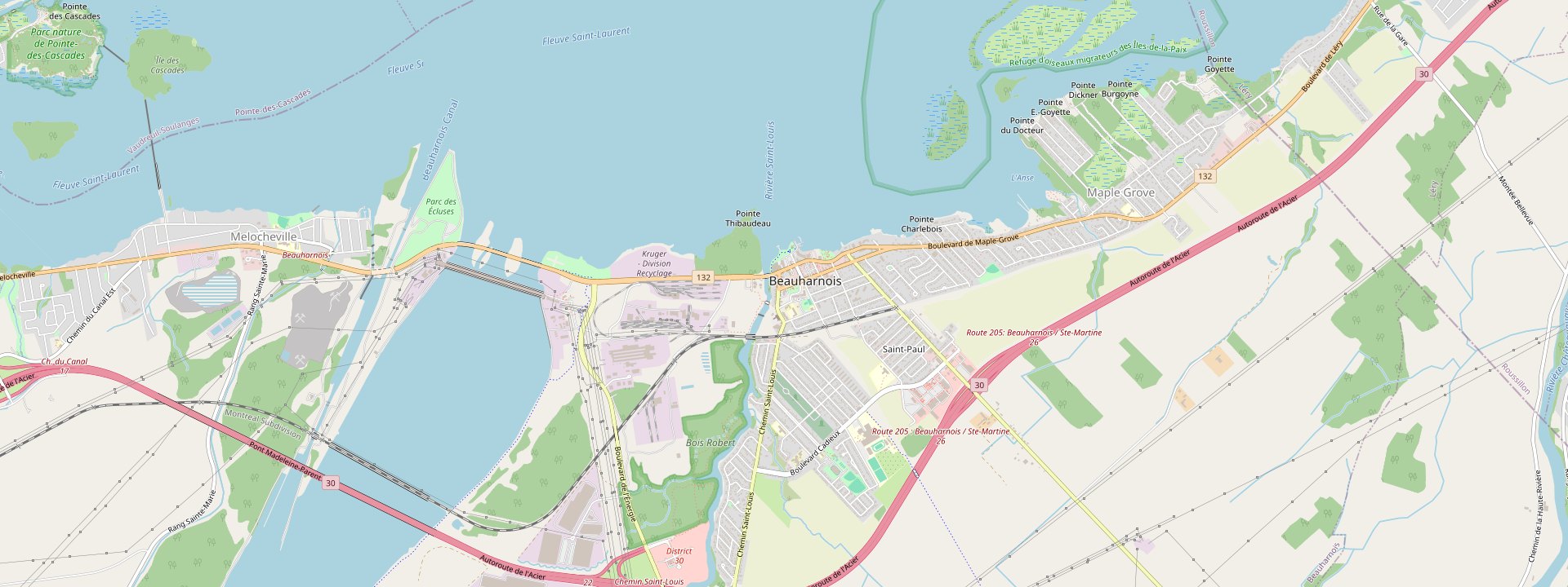 Plan des rues de Beauharnois