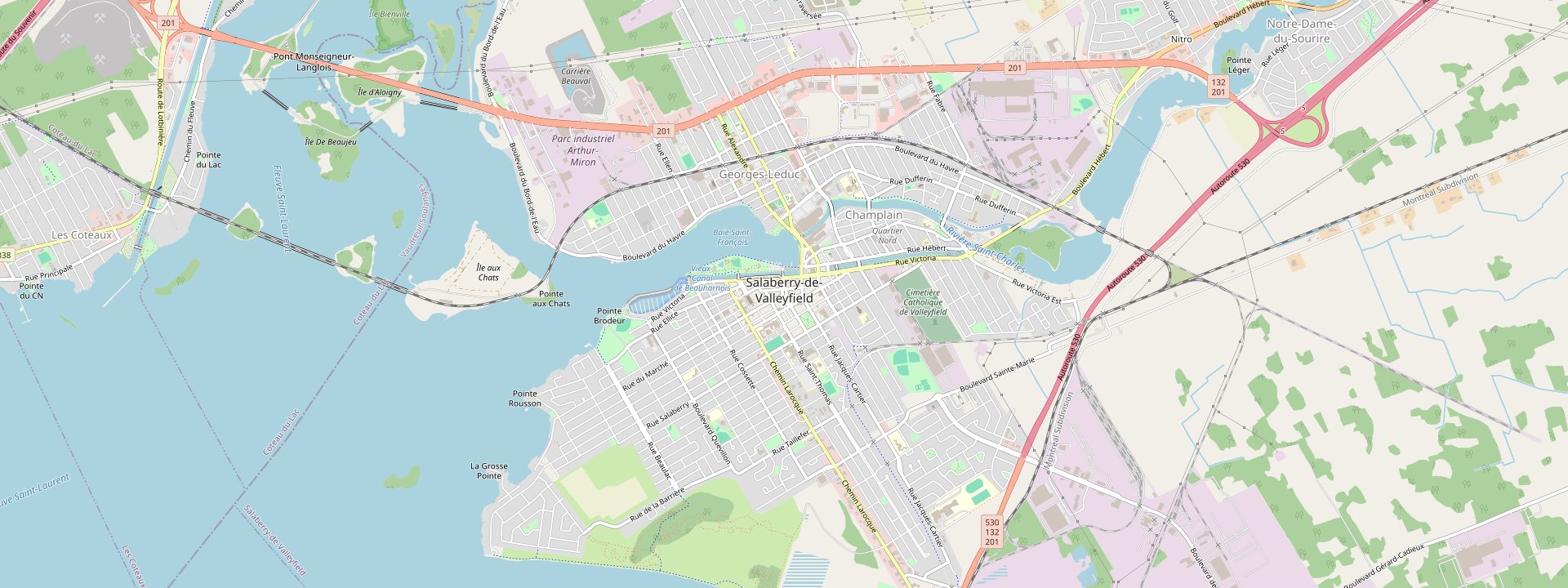 Plan des rues de Salaberry-de-Valleyfield
