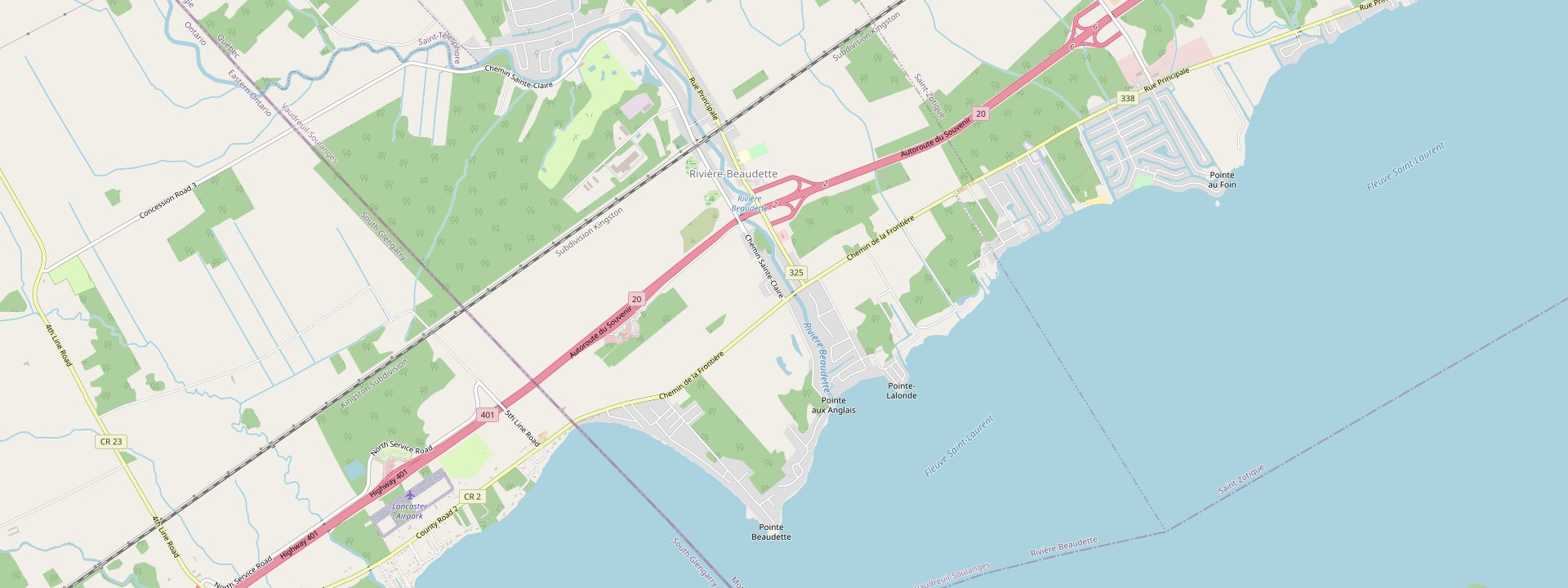 Plan des rues de Rivière-Beaudette