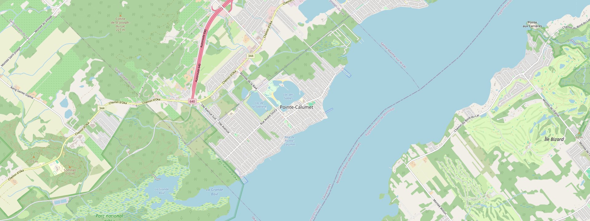 Plan des rues de Pointe-Calumet