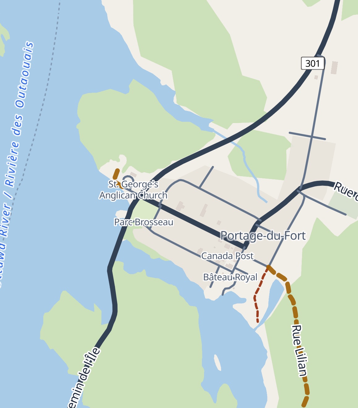 Plan des rues de Portage-du-Fort