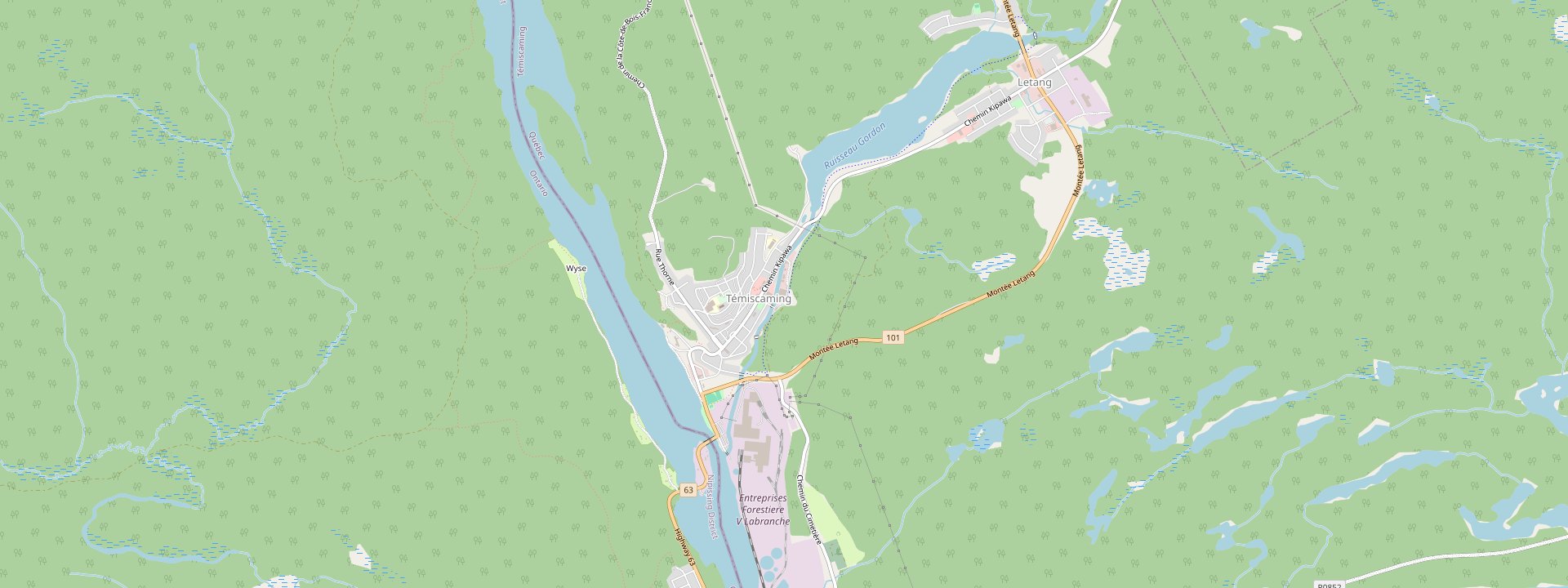 Plan des rues de Témiscaming