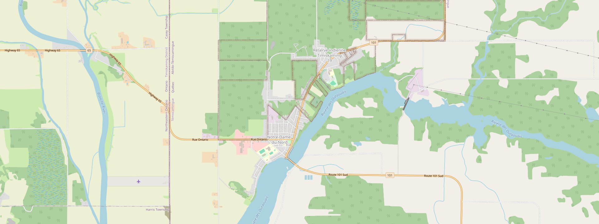 Plan des rues de Notre-Dame-du-Nord
