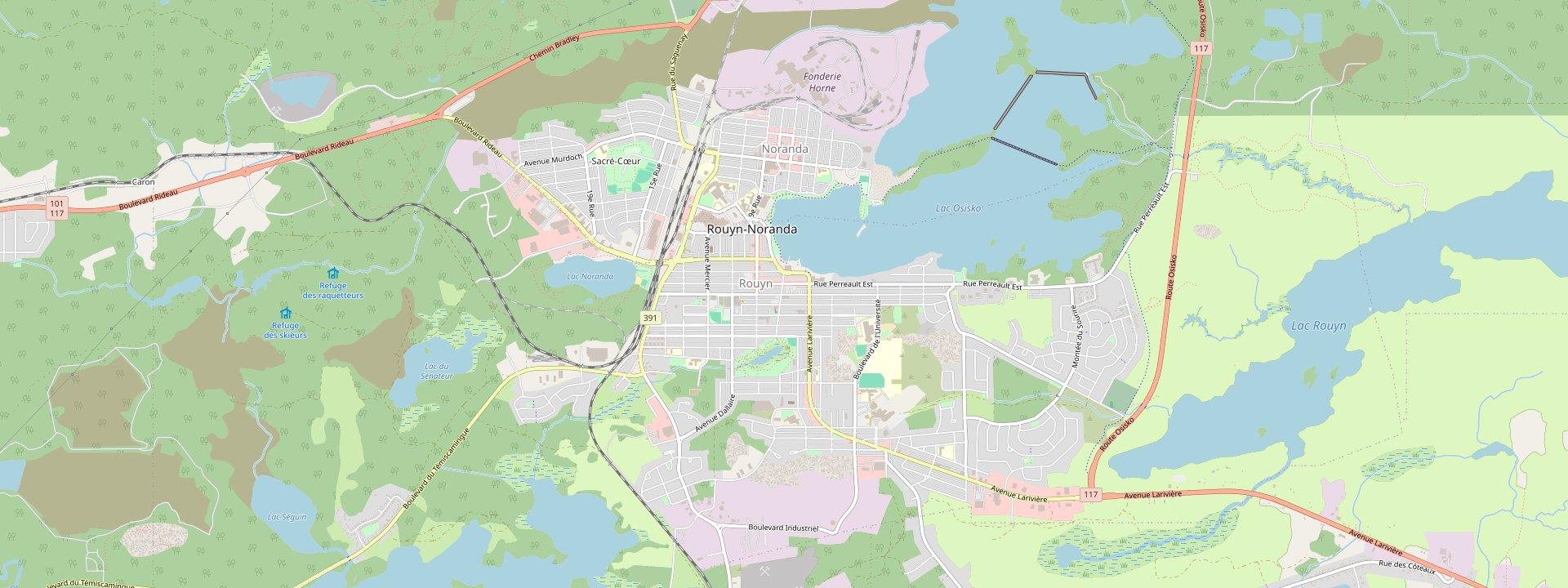 Plan des rues de Rouyn-Noranda