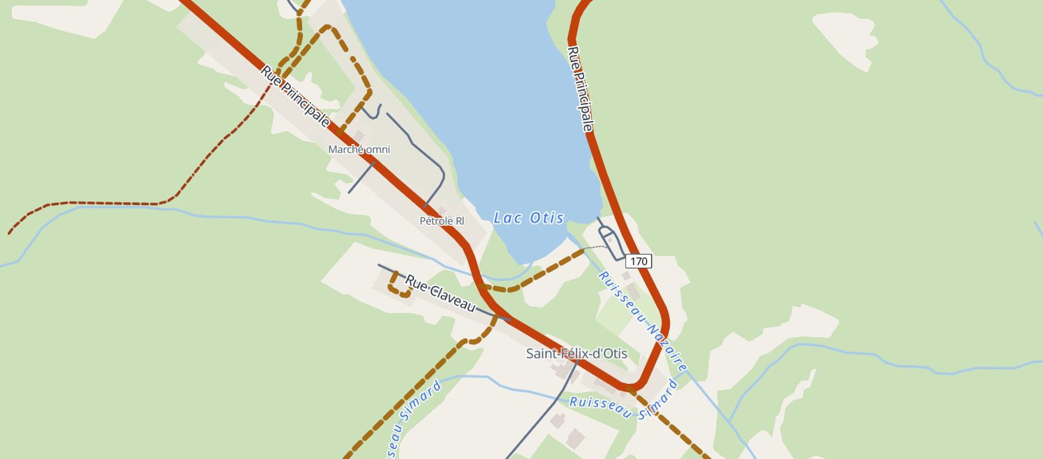 Plan des rues de Saint-Félix-d'Otis